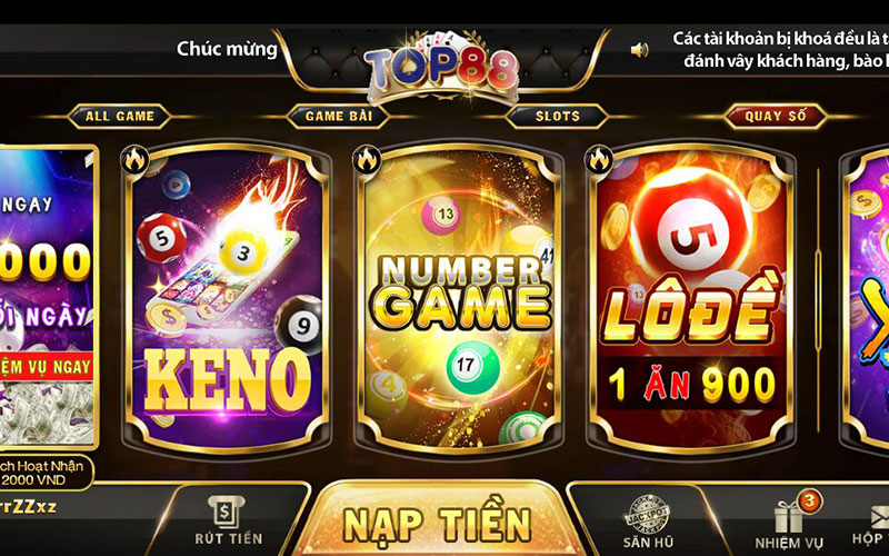 Kho game khủng có tại Top88 Club